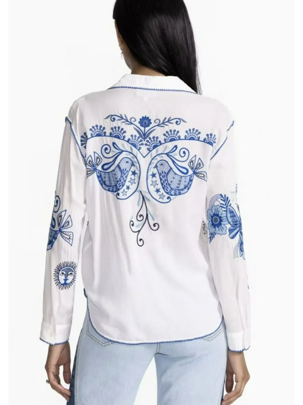 Johnny Was Embroidered Button-Up Shirt Long Sleeve Small NWT - Picture 2 of 6